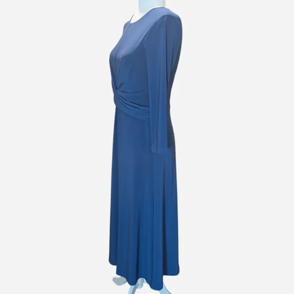 Pre-owned Lauren Ralph Lauren Elegant Blue Long Sleeve Dress - Picture 4 of 9